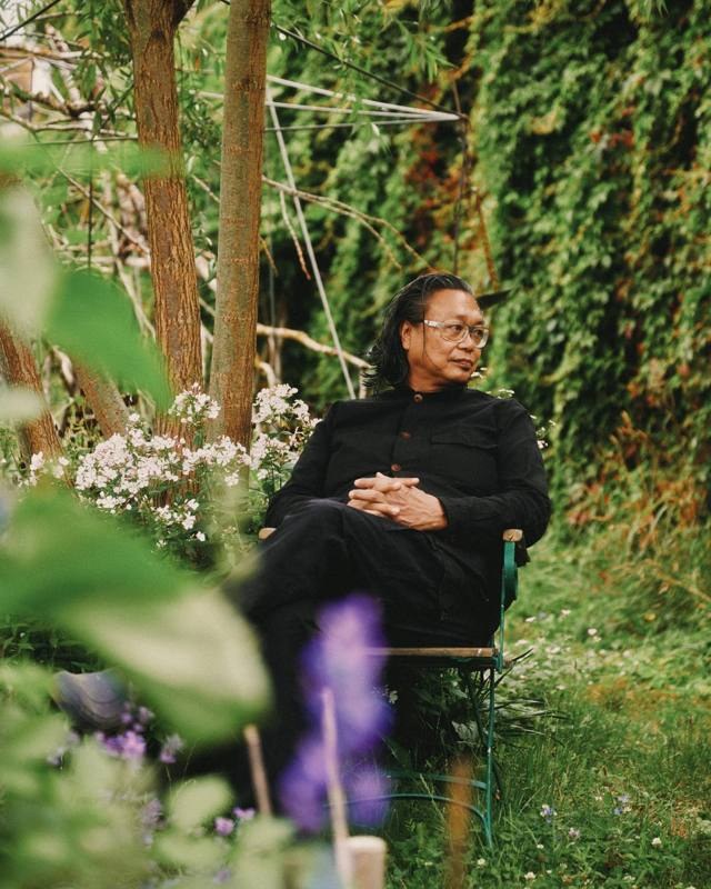 Dad sitting in the garden